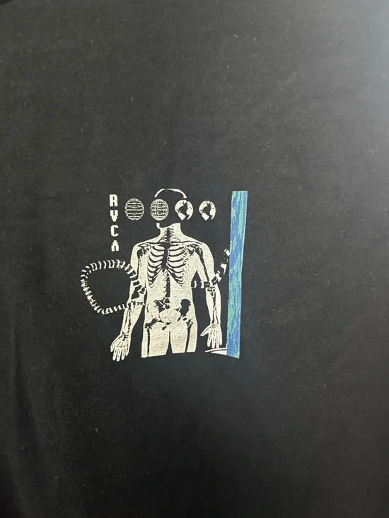 RVCA Black Long-Sleeve Graphic Tee with White Sleeve Motifs - Picture 4 of 8